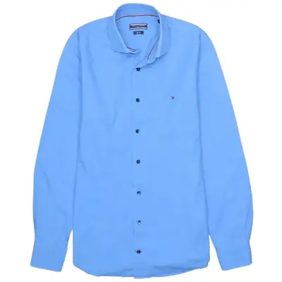 Tommy Hilfiger Vintage 90's Blue Long Sleeve Button Up Shirt Medium