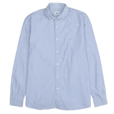 Vintage 90's Lacoste Long Sleeve Blue Button-Up Shirt, Men's Large