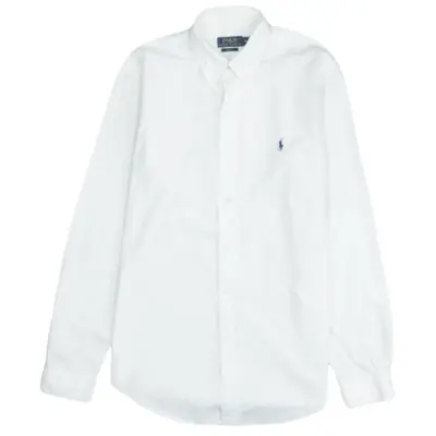 Vintage Polo Ralph Lauren 90's Medium White Long Sleeve Button-Up Shir