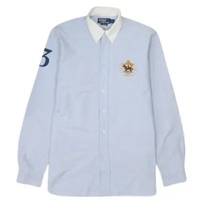 Vintage 90s Polo Ralph Lauren Blue Cotton Long Sleeve Shirt Large