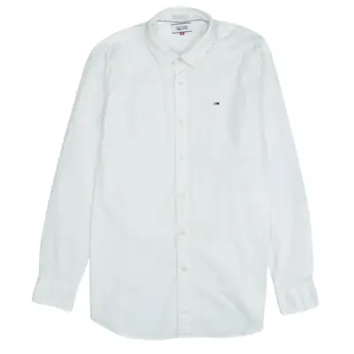 Tommy Hilfiger White Shirt Women’s XLarge Embroidered Flag Logo Long S