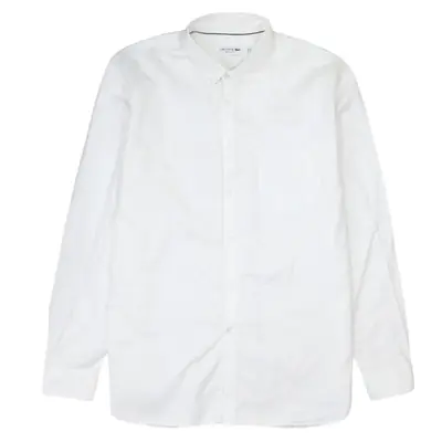 Lacoste White Button Down Shirt Men's XLarge Chest Pocket Long Sleeve 