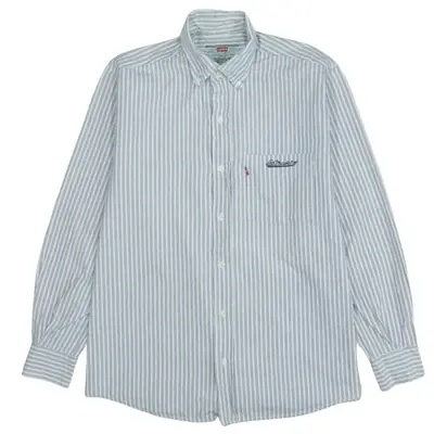 Levi's Men's 90s Blue Cotton Button-Up Long Sleeve Vintage Shirt L