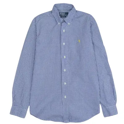 Polo Ralph Lauren Blue Gingham Shirt Men's Small Embroidered Pony Butt
