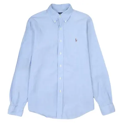 Vintage Polo Ralph Lauren Men's Small 90's Blue Cotton Shirt Long Slee
