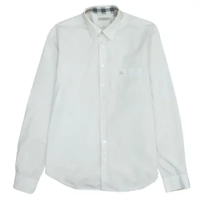 Burberry 90's Vintage White Long Sleeve Button-Up Shirt Large