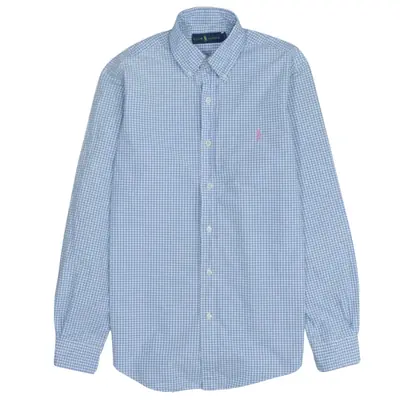 Polo Ralph Lauren 90's Vintage Blue Long Sleeve Button Up Shirt Small