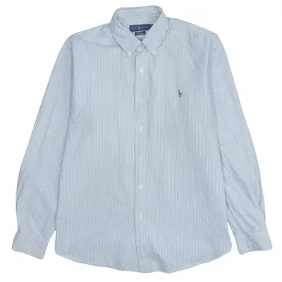 Vintage Polo Ralph Lauren 90's Blue Long Sleeve Button Up Shirt Large