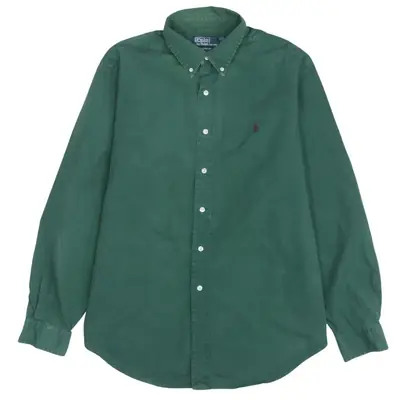 Polo Ralph Lauren Vintage 90's Men's XLarge Green Button-Up Shirt