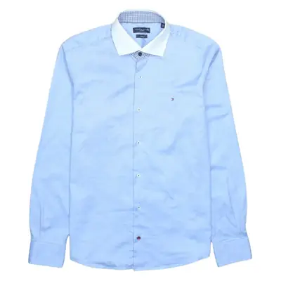 Tommy Hilfiger 90's Vintage Blue Long Sleeve Button-Up Shirt Medium