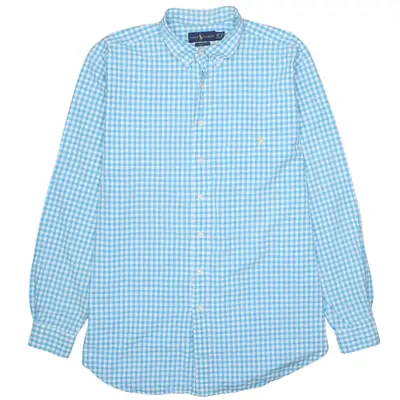 Vintage 90's Polo Ralph Lauren Blue Long Sleeve Button Up Shirt XLarge