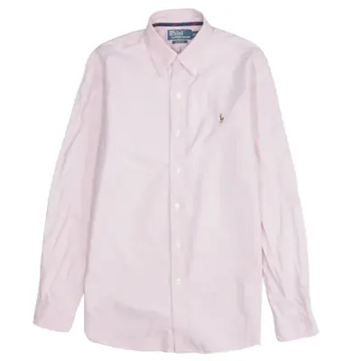 Polo Ralph Lauren 90's Vintage Pink Long Sleeve Button-Up Shirt Medium
