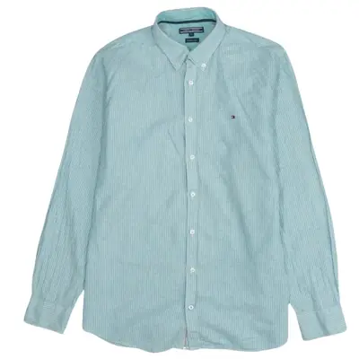 Vintage Tommy Hilfiger 90's Green Long Sleeve Button Up Shirt XLarge