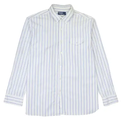 Polo Ralph Lauren 90's Vintage Men's XL Long Sleeve White Cotton Shirt