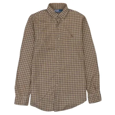 Vintage Polo Ralph Lauren 90's Brown Long Sleeve Button Up Shirt Small