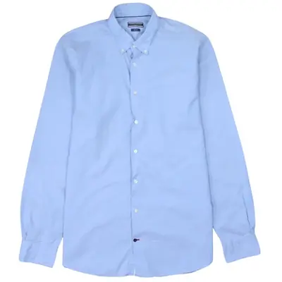 Tommy Hilfiger Vintage 90's Blue Long Sleeve Button-Up Shirt Large
