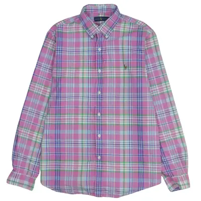 Vintage Polo Ralph Lauren 90's Pink Long Sleeve Shirt Large