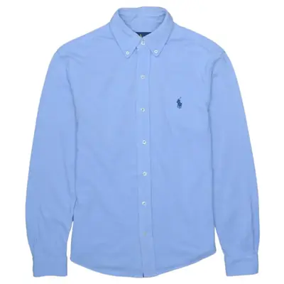 Vintage Polo Ralph Lauren 90's Men's Small Blue Long Sleeve Button-Up 