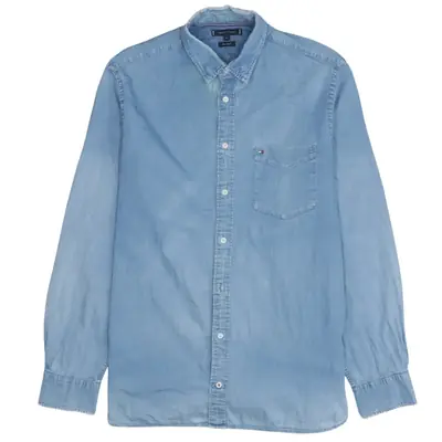 Tommy Hilfiger 90's Blue Long Sleeve Button Up Shirt Men’s XLarge