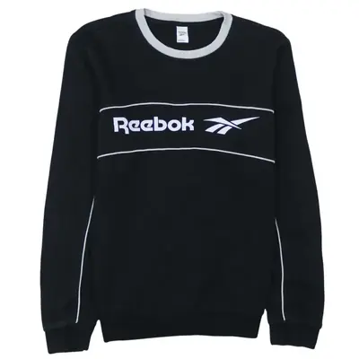 Reebok 90's Vintage Black Spellout Crew Neck Sweatshirt - Men's Small