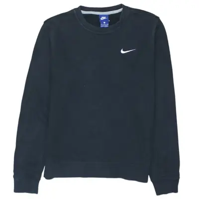 Vintage 90's Nike Swoosh Crew Neck Sweatshirt Medium Black