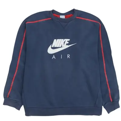 Vintage Nike 90's Navy Blue Center Swoosh Crew Neck Sweatshirt XL