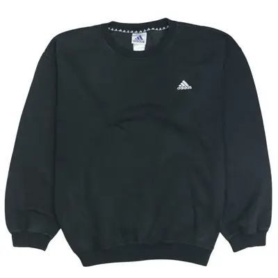 Vintage Adidas 90's Lightweight Black Crew Neck Sweatshirt Large