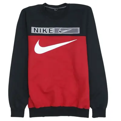 Nike Vintage 90's Black Crew Neck Sweatshirt with Center Swoosh - Medi