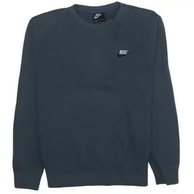 Nike Dark Grey Sweatshirt Men's Small Embroidered Chest Logo Crewneck 