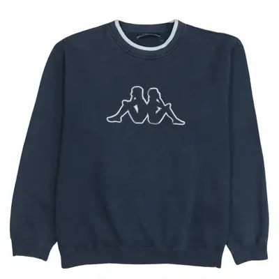 Vintage Kappa 90's Navy Blue Spellout Crew Neck Sweatshirt XLarge