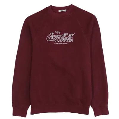 Vintage 90's Coca Cola Spellout Crew Neck Burgundy Sweatshirt Medium