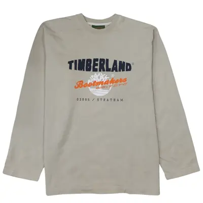 Vintage Timberland 90's Khaki Green Crew Neck Spellout Sweatshirt Larg