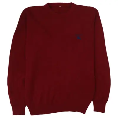 Vintage 90's Burberry Crew Neck Sweatshirt Medium Burgundy Red