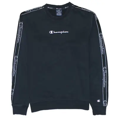 Vintage Champion 90's Black Lightweight Crew Neck Sweatshirt Small