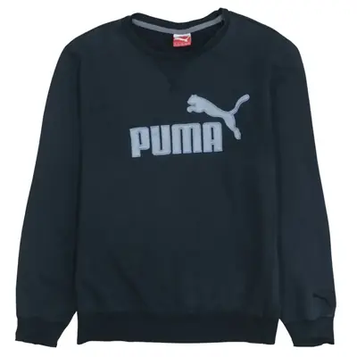 Vintage Puma 90s Crew Neck Spellout Sweatshirt Men's Medium Navy Blue