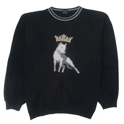 Vintage 90's Wolf Crew Neck Sweatshirt XLarge Black Geo-Tex Cotton