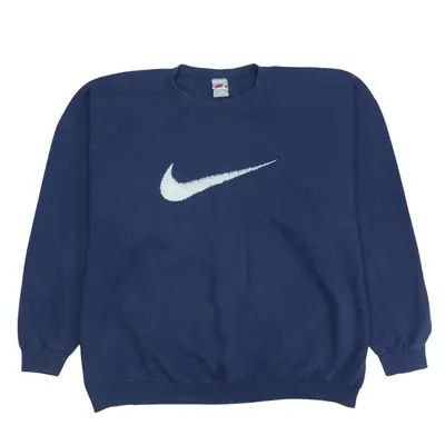 Nike 90's Center Middle Swoosh Crew Neck Sweatshirt XXLarge (2XL) Navy