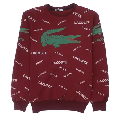 Vintage Lacoste 90's Red Spellout Crew Neck Sweatshirt Women's Medium