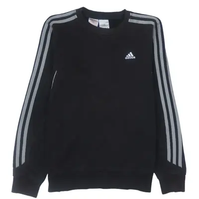 Adidas 90s Vintage Black Sweatshirt Large Striped Crew Neck Retro