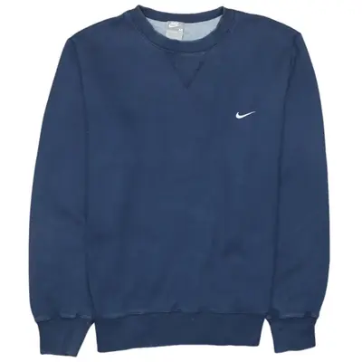 Nike 90's Vintage Crew Neck Swoosh Sweatshirt Men's Medium Navy Blue