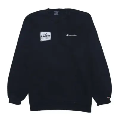 Champion Black Sweatshirt Women's XLarge Printed Chest Logos Crewneck 