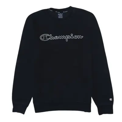 Champion Black Sweatshirt Men's Medium Embroidered Script Logo Ribbed 