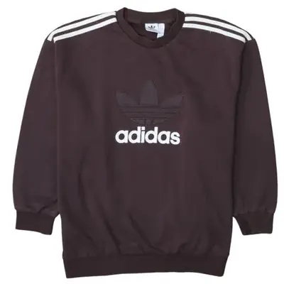Adidas Brown Sweatshirt Women’s Small Trefoil Embroidered Logo Three S