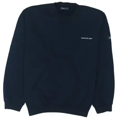 Reebok Navy Blue Sweatshirt Men's Large Embroidered Logo Crewneck Pull