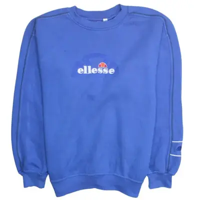 Ellesse Blue Sweatshirt Men's Medium Embroidered Chest Logo Contrast P