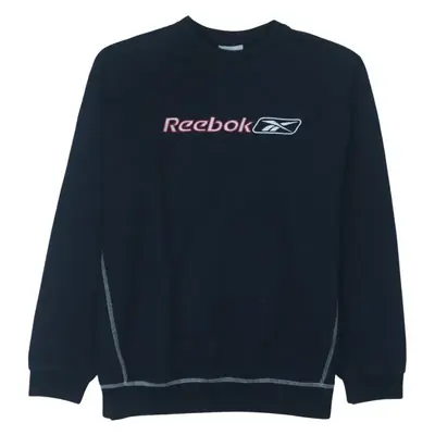 Reebok Navy Embroidered Logo Sweatshirt 00s Y2K - Size Medium