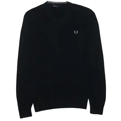 Fred Perry Navy Knit Jumper 90s - Size Medium