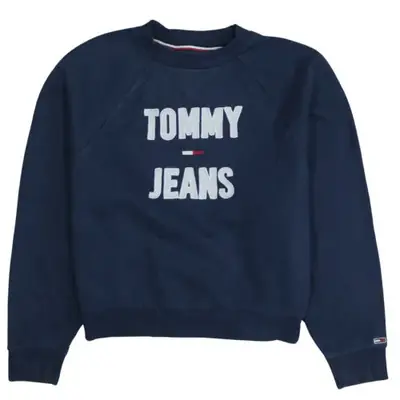 Tommy Jeans Navy Blue Sweatshirt Men's Small Embroidered Logo Crewneck