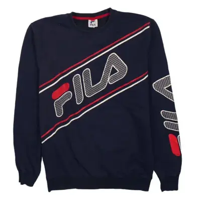 Fila Spellout Crewneck Sweatshirt XL Navy Blue 90's Logo Jumper