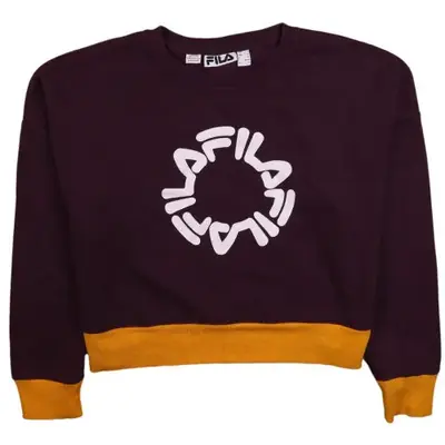 Fila 90s Vintage Women's Purple Spellout Sweatshirt Large Logo